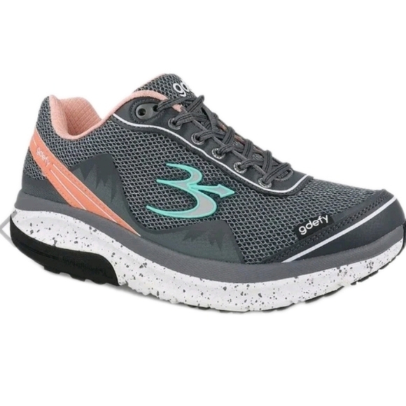 Gravity Defyer Women's Gray Salmon Mighty Walk Orthopedic Walking Sneaker 8.5 - Picture 1 of 14